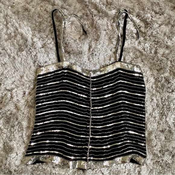 Metamorphosis 100% Pure Silk Beaded Sequin Gatsby Top Size Medium - Picture 4 of 8